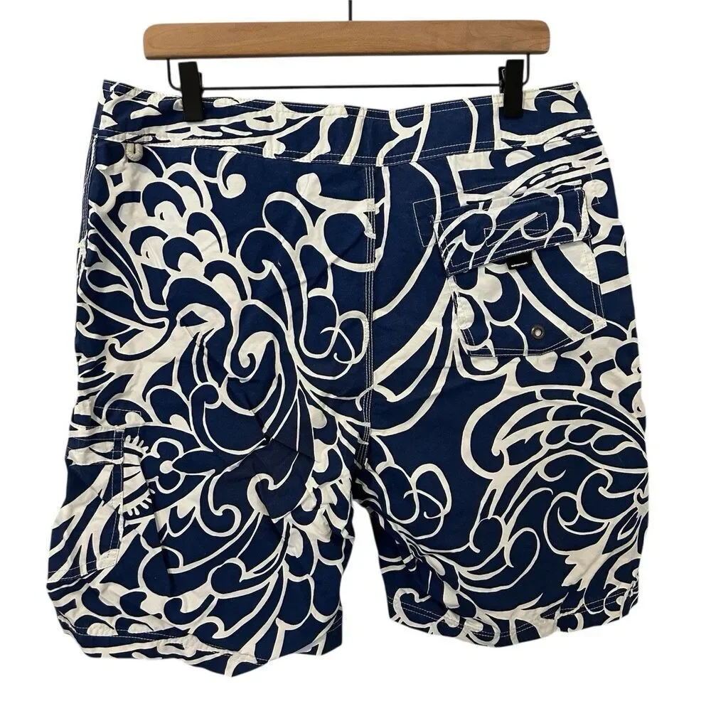 MEN'S SWIM TRUNKS: J.Crew The Original Longboard Solid Navy Surf Board Shorts 34